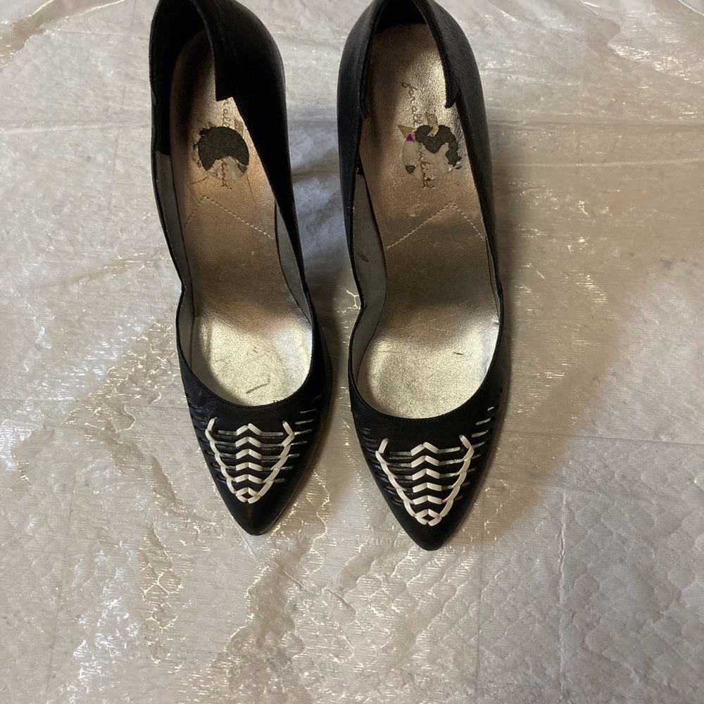 7 For All Mankind Black and White Heels